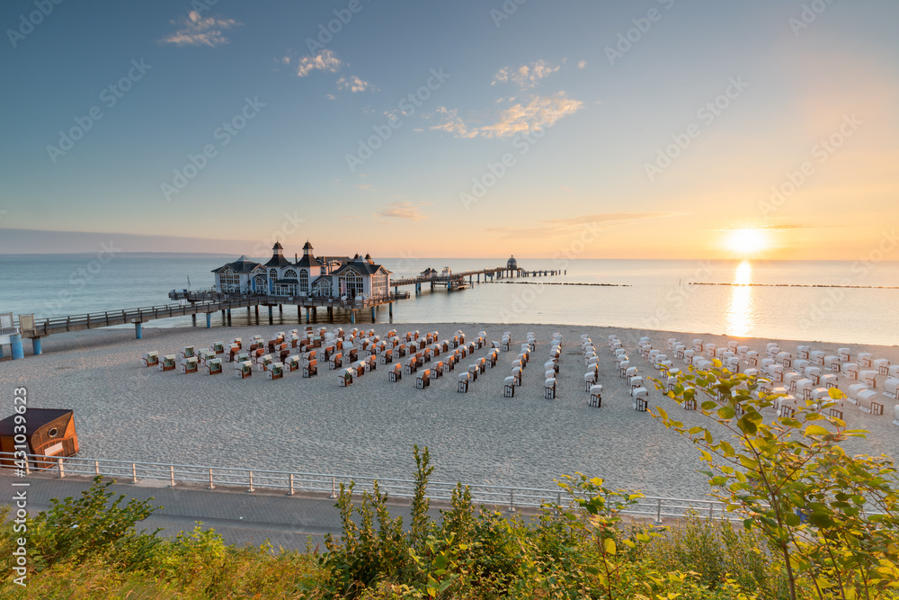Wall mural sellin pier (seebrücke sellin) is a pier on the baltic coast located on the island of rügen, mecklen