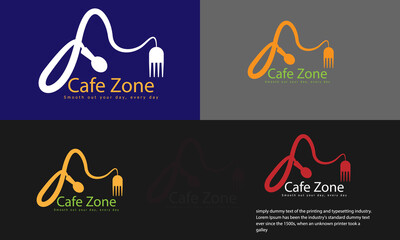 Creative modern cafe zone  restaurant logo. 