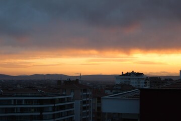 sunset over the city