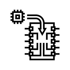 chip installation semiconductor manufacturing line icon vector. chip installation semiconductor manufacturing sign. isolated contour symbol black illustration