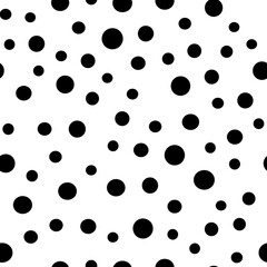 Dots seamless pattern. Random small circles texture background. Monochrome. Polka dots.