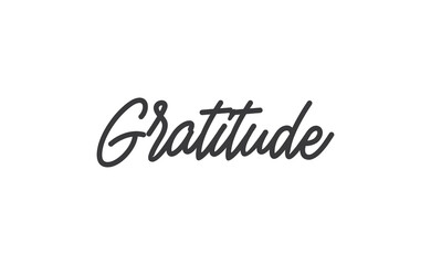 Gratitude word lettering design. Hand drawn lettering style. Thankful and motivational message.