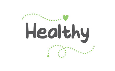 Healthy hand written lettering logo, label, badge, emblem. Organic and vegetarian food stores. Vector illustration.