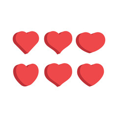 3d heart set, flat style design. Love symbol for valentine's day.