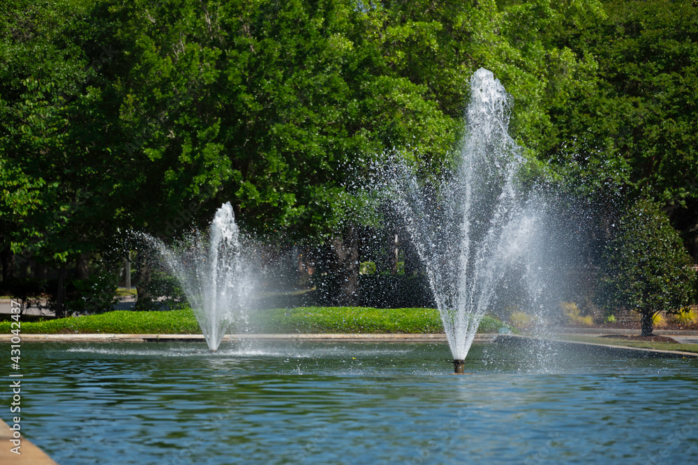 Wall mural two fountains in a park