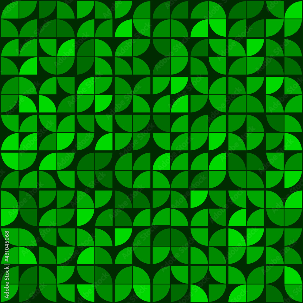 Poster green quarter pattern. vector decorative and geometric shapes make tile. seamless and green color ti