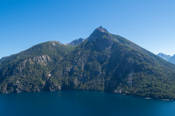 Beautiful postcard of Patagonia, lakes, mountains and dreamy views. San Carlos de Bariloche, Nahuel...