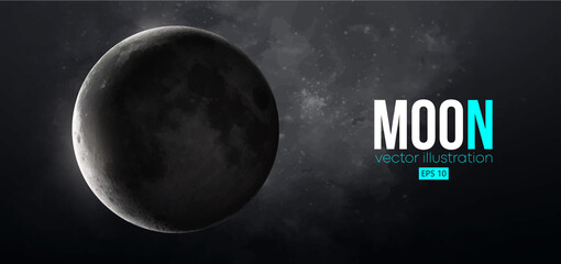 Realistic Moon planet from space. Vector illustration
