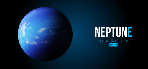 Realistic Neptun planet from space. Vector illustration - obrazy, fototapety, plakaty
