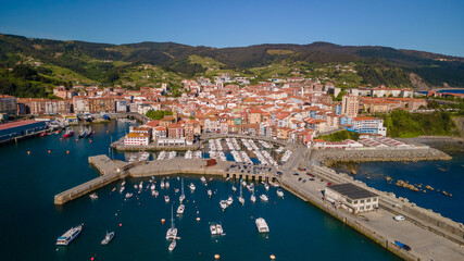 Fototapeta na wymiar aerial view of Bermeo fishing town, Basque country 