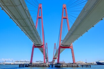 名古屋市　青空と名港トリトン（名港西大橋）