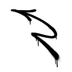 Graffiti arrow with overspray in black over white.