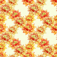 Succulent. Decorative graphic composition on the background of watercolor. Seamless pattern. Abstract background image. Use printed materials, signs, items, websites, maps, posters, postcards.