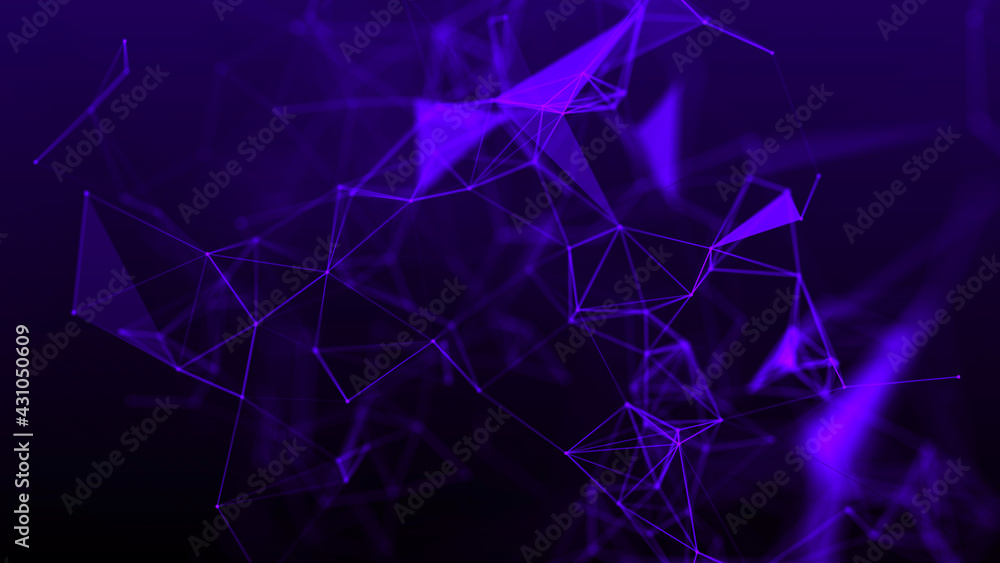 Poster Network connection system.Background with connection dots and lines. Big data vizualization. 3d rendering. 
