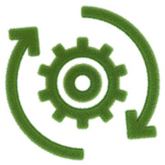 grünes Zahnrad als Symbol