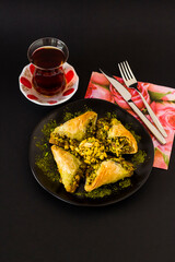 Traditional Turkish Pastry Dessert is Pistachio Baklava;