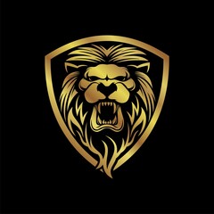 Obraz premium Lion head vector design in gold color premium