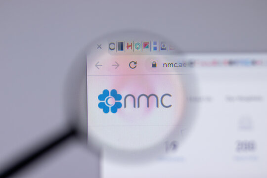 New York, USA - 26 April 2021: NMC Health company logo close-up on website page, Illustrative Editorial.