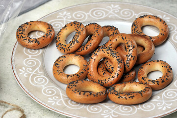 bagels with poppy seeds on a plate