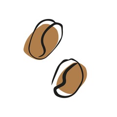 coffee beans, one line sketch with color abstract spot, trendy, modern illustration in minimalism style, stylized vector graphic