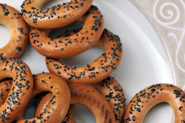 bagels with poppy seeds on a plate