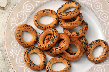 bagels with poppy seeds on a plate