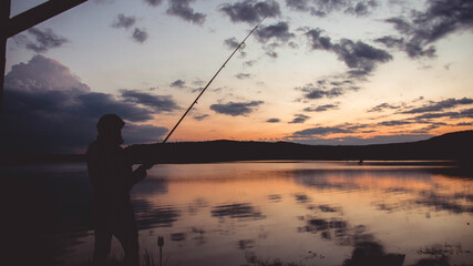 Fishing lake at sunrise