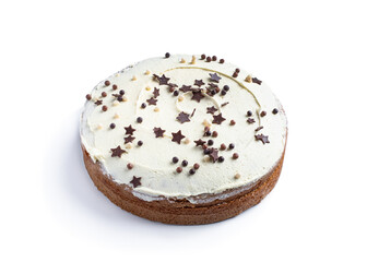 Madeira party cake isolated on white