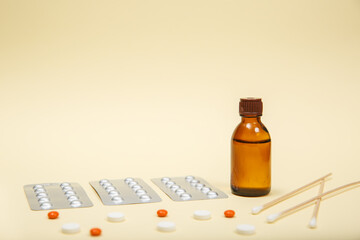 A photo of different medical tablets and pillsф