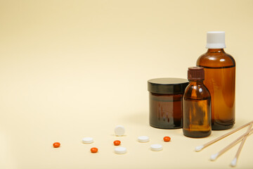 A photo of different medical tablets and pillsф