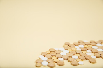 A photo of different medical tablets and pills