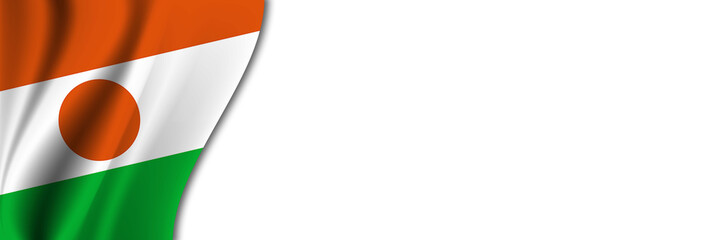 Niger flag on white background. White background with place for text near the flag of Niger