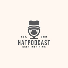 podcast modern logo template vector