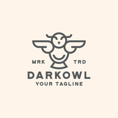 owl monoline logo template vector