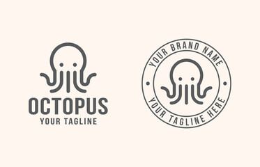 octopus monoline logo template vector © fendy