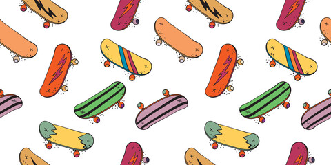 Hand drawn skateboard element seamless pattern © Deno