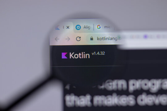 New York, USA - 26 April 2021: Kotlin company logo close-up on website page, Illustrative Editorial.