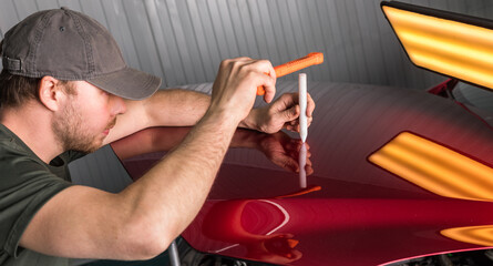 removal of dents without painting. PDR technology for car body repair - 431058056