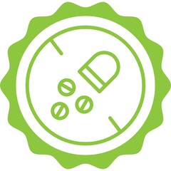 no antibiotics free green stamp badge outline icon label