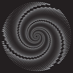 Dotted Halftone Vector Spiral Pattern or Texture with Triangles
