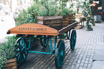 Covent Garden market with famous wooden cart