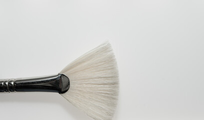 plain bristle artist's fan brush for oils or acrylic painting on a white background - silver...