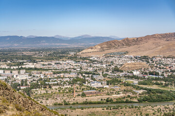 Fototapeta na wymiar View of the city of Gori from the mountain, Georgia