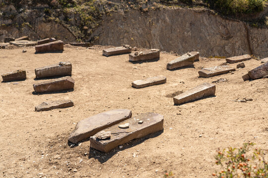 Old medieval graves, archaeological site