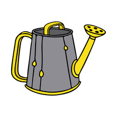 Vector Watering can in Cartoon Doodle style. Vector Illustration isolated on white background