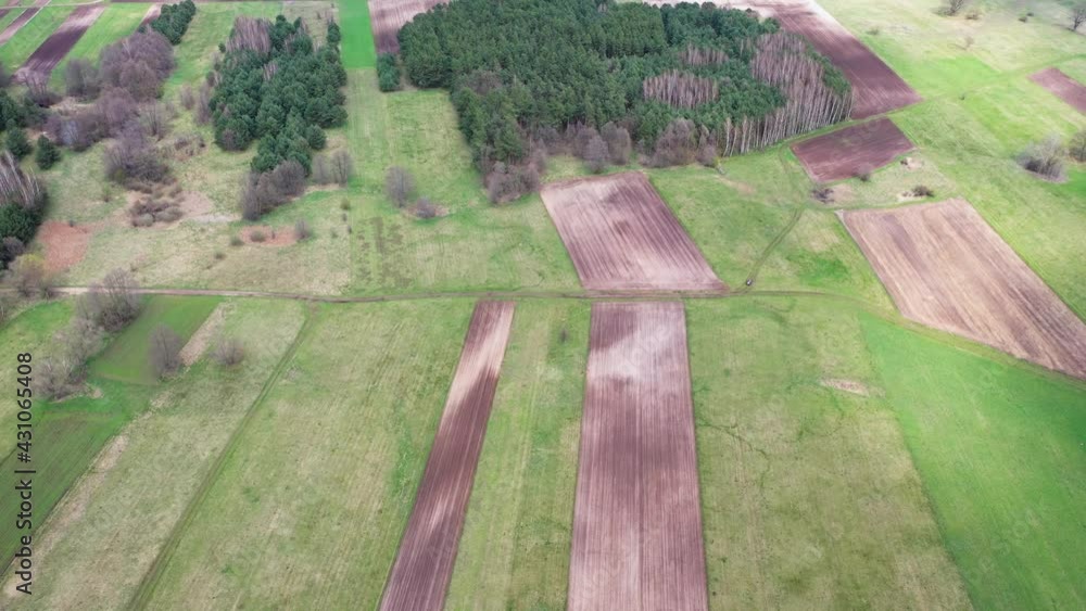 Wall mural Fields near Starowola village in Masovian Voivodeship of Poland, 4k video