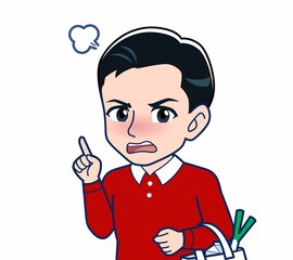 赤い服を着た若い男性