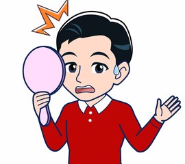 赤い服を着た若い男性