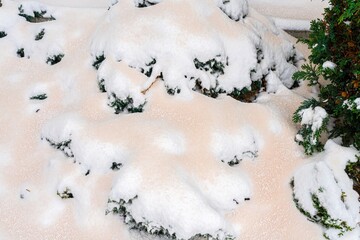 Naturphänomen - Blutschnee durch rötlichen Wüstenstaub / Sand aus der Sahara im Winter 2021 