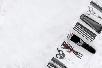 hairdresser toolset for hairstyle and beard grooming in a barbershop